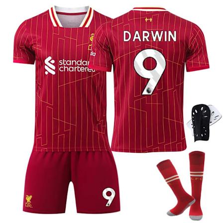 2425 Liverpool hjemmetrøye DARWIN Fotballtrøye med sokker+beskyttelse 22(120-130cm)