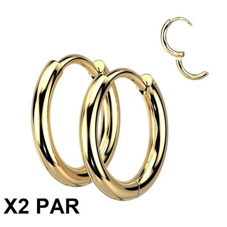 OBS! 2 Par 13 mm Hoops örhängen i Guidpläterad 316L stål