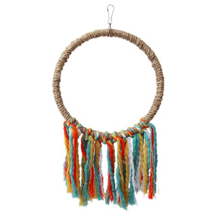 Fågeltuggleksak Sisal Ring Abborre Stativ Gunga Papegoja Träningsleksak för parakiter undulater Ljusa färger Bomullsrepleksak