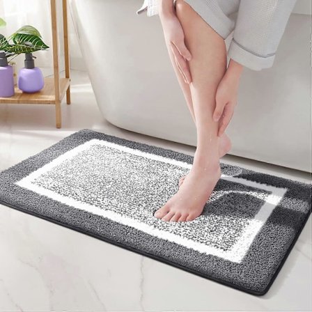 (Mörkgrå - 40 x 60 cm) Mjuk badrumsmatta i mikrofiber, halkfria badrumsmattor, maskintvättbar duschmatta, vattenabsorberande badrumsmatta för golv