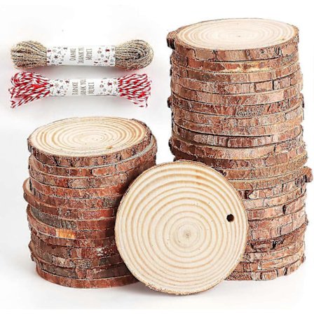 6-7cm Ubehandlede Træskiver DIY Julehåndværk Boligindretning 50 StkBd