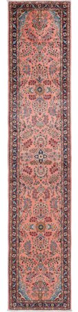 Oriental Sarouk Rug 82X403 Runner Dark Red/Red (Wool, )
