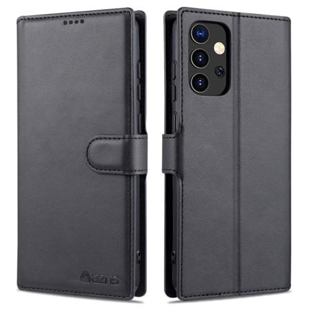 Samsung Galaxy A52 / A52s - Azns Läder Fodral - Svart Black Svart