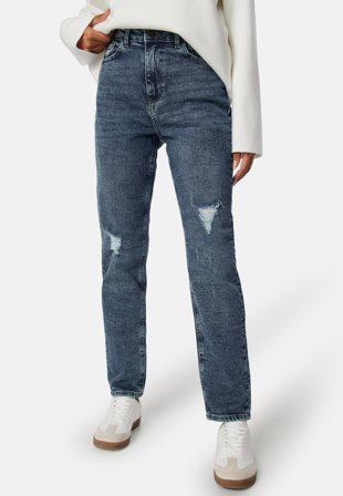 Pieces Pcbella High Waist tap dest ank jeans Medium Blue Denim Klær