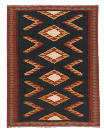 Kelim Ghashghai Vloerkleed Handgeweven 185X245 Zwart/Donkerrood Perzië/Iran