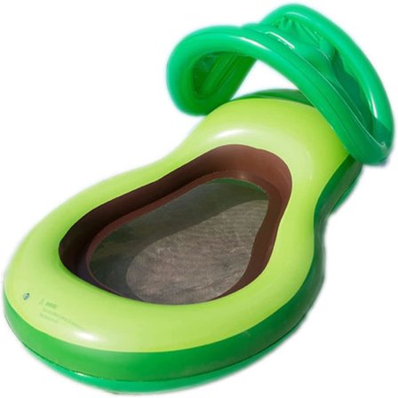 Oppblåsbar Avokado Badeleke med Solskjerm, Luftmadrass Basseng Oppblåsbar Badering Flåte Vannleke For Voksen, For Sommer Bassengfest