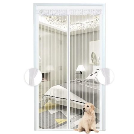Hvidt magnetisk myggenet, netgardin, dør med fuldstændig, selvlåsende funktion til balkon, nem installation, 100x210 cm