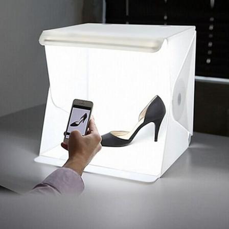 Foldbar Fotostudieboks med LED-lys til små genstande Fototelt Hvid
