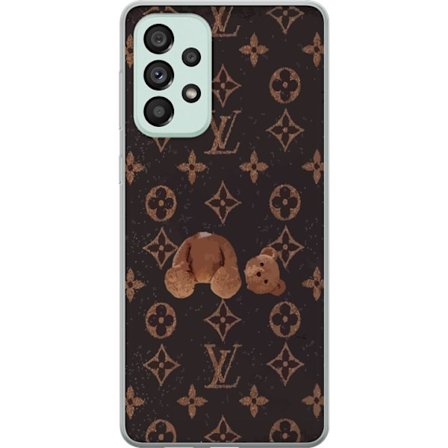 Kompatibel Mobilcover til Samsung Samsung Galaxy A73 5G Luksuriøst monogrammønster med knust bamse i mørk modeæstetik