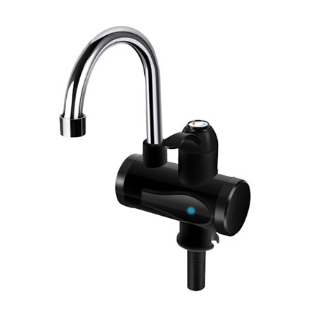 Omedelbar elektrisk varmvattenberedare Bärbar LED Varmt och kallt dubbelt syfte 3000W, elektrisk vattenkran för badrum och kök (svart)