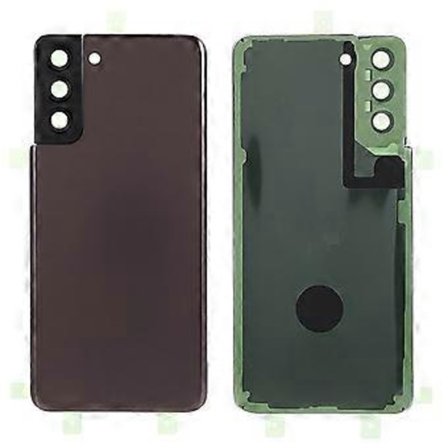 Kompatibel för Samsung Galaxy S21+ 5G Boett Batterilucka Baksida Ersättningsdelar med Kameraring Skydd (utan Logotyp)(Brun)