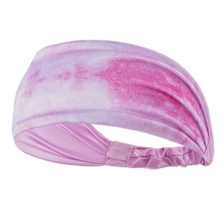 Yoga Trænings Hårbånd - Moderigtigt Tie Dye - Svedabsorberende Bredt Hårbånd til Fitness, Løb, Cykling - Pink