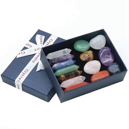 14 stk./sæt Natursten Krystal Ædelsten Chakra Sten Kvarts Mineral Ornamenter Ædelsten Hjem Decor