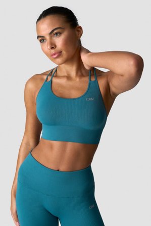 ICANIWILL - Ribbed Define Seamless Sports Bra Light Faded Teal - Dame - ICIW