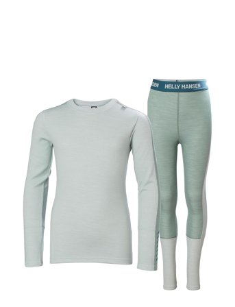 Jr Lifa Merino Midweight Set Outerwear Base Layers Baselayer Sets Green Helly Hansen