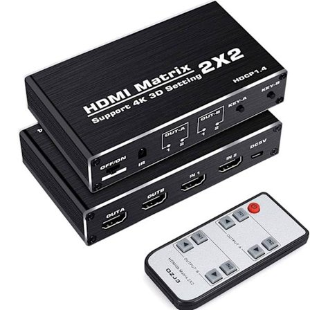 NÖRDIC Matrix HDMI skifte 2 til 2 HDMI 2.0 4K 60Hz HDCP1.4 3D YUV 4: 2: 0