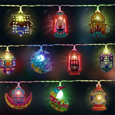 Ramadan-lyslenke, 3M 20 LED USB-stjerne-månelys Ramadan-lysdekorasjoner, Eid Mubarak-dekorasjon Farge LED muslimske lyslenker for fest utendørs