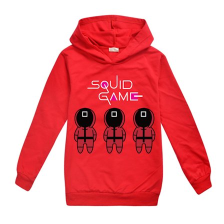 Barn Squid Game Casual Langermet Hettegensere Kostyme Cosplay marineblå 120cm red_qc