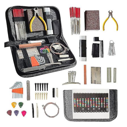 67 stk Gitarverktøysett for oppsett, intonasjonsjustering og reparasjon, gitarvedlikeholdssett for gitar