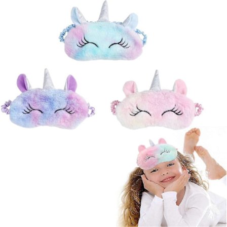 Myk Øyemaske, 3 Stykker Plysj Sovemasker, Bind for Øynene, Barnesovemaske, For Øyne For Natt, Lur, Reise For Kvinner Jente