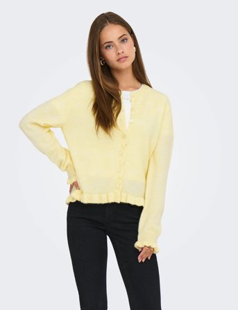 JDY Jdyletty L/S On Frill Cardigan Knt Noos - Yellow - L