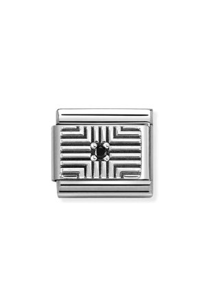 Oxidised Symbol CZ 925 Plate With Black Stripes