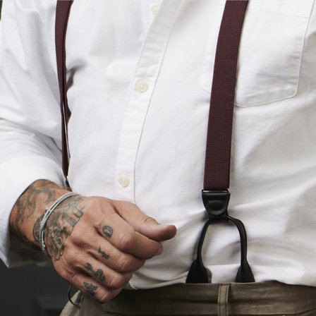 Smala Mörkbruna Hängslen med Knappfäste för män - Hängslen med Stroppar