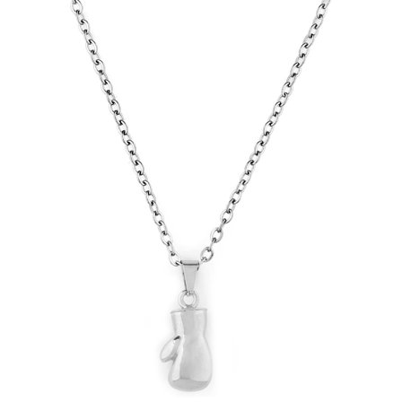 Silver-Tone Boxing Glove Necklace for Men - Steel necklaces