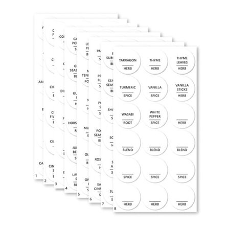 Krydderi krukke etiketter klistermærker til køkken 144 stk hvide krydderier etiketter