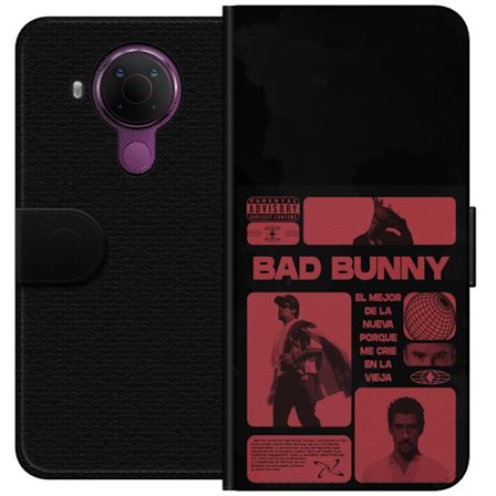 Kompatibel Tegnebogsetui til Nokia 5.4 Bad Bunny NFL-inspireret skjoldlogo med amerikansk fodbold og stjerner