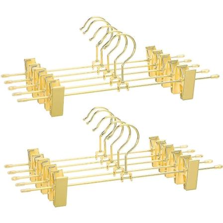 Buksesbøjler i metal, 10 stk., tøjstativer, 30,5 cm, med 2 skridsikre clips, til nederdel