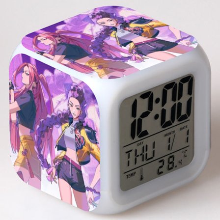 K-POP Demon Hunters LED Vekkerklokke 7 Farger Nattlys Anime Gave&08&