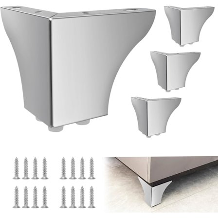 Sæt med 4 10 cm Metal Sofaben, Moderne Solide Møbelben til Sofa, Skab, Bord (Sølv)