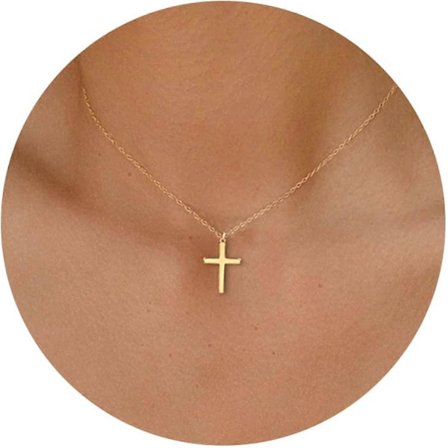 Dam Kors Halsband Guld Hänge Halsband Enkelt