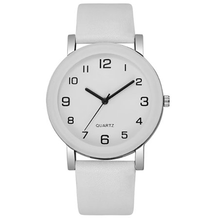 Klassisk digital svart urtavla klocka PU quartz klocka enkel avslappnad herr- och damklocka vit Herr