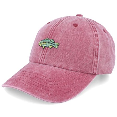 Skillfish - Rood unconstructed Cap - Tiny Black Bass Vintage Washed Red Dad Cap @ Hatstore