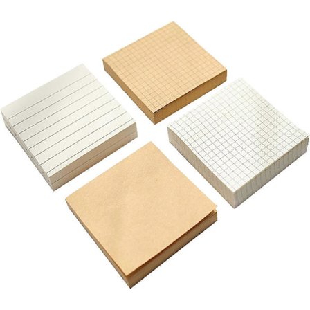 4 stk. Notes, Memo Notesblok til Noter, Hvide og Brune Ternede Post-it Notes, 80 Ark pr. Kopi -Yx