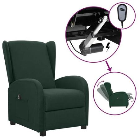 Vidaxl Reclinerfåtölj Med Elektrisk Mörkgrön Tyg Grön