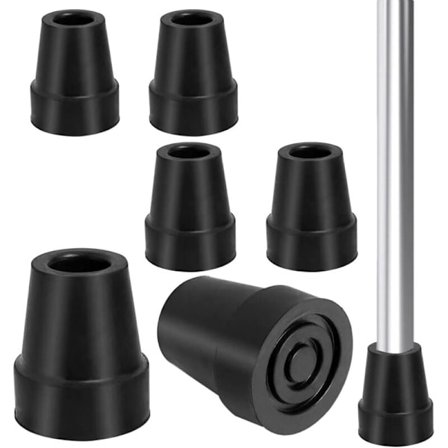 Sklisikre krykketipper 6 stk 19 mm gummiknotter med stålpute kompatible med krykker stokker svart