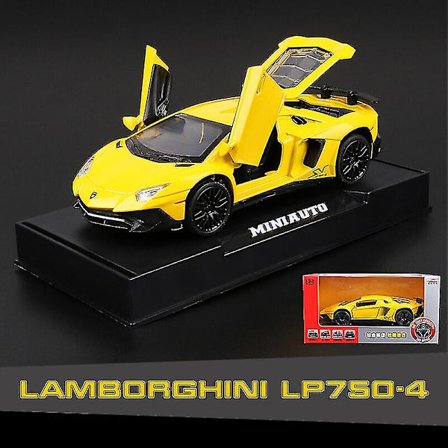 1:32 Lamborghini Lp750-4 Lyd- & Lyseffekter, Døre Kan Åbnes Die-Cast Model Legetøjsbil (Gul)