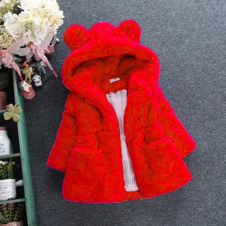 Tjejer Hooded Neck Jackor Zipper Sherpa Coat