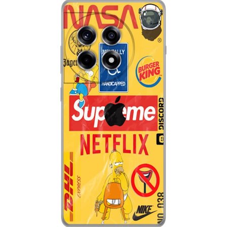 Kompatibelt Mobildeksel til OnePlus OnePlus 12R Retro NASA kollasje med popkulturelle elementer, humoristisk design med satirisk gatekonst følelse, f