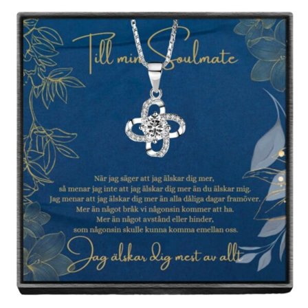 Til min soulmate -gave halskæde med kort og kasse krystal