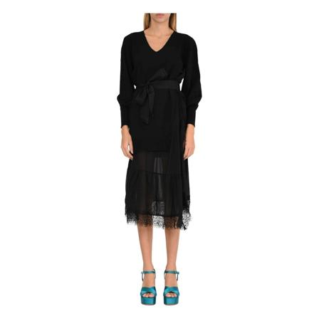 Twinset Midi Kjole Sort, Dame