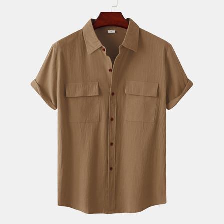 Kortärmade Toppar För Män Button Down-skjortor