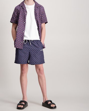 Les Deux Stan Ornament AOP Swim Shorts Kids Blå Badkläder/Badrockar Kille - Kids Brand Store