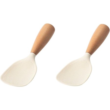 ING 2-pak lodrette silikone risskeer, ris- og kartoffelskeer, serveringsskeer (råhvid)