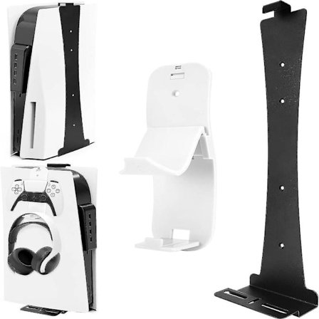 Auniq PS5 Vægfæste, Vægfæste til Playstation 5 Disc og Digital Edition Robust Stål Vægfæste med Controllerholder & Headset Holder
