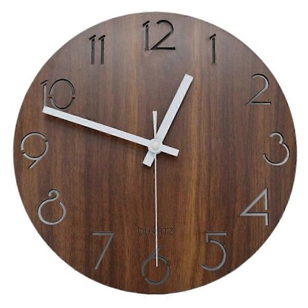 30 cm Vintage Arabialaiset Numerot Design Rustiikkinen Maalaismainen Toscana Tyyli Puinen Koristeellinen Pyöreä Seinäkello (FMY) tummanruskea