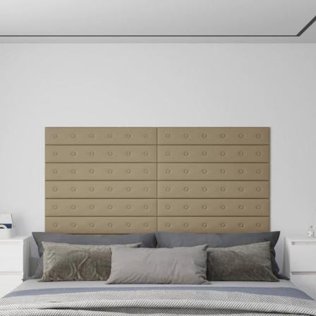 Vidaxl Väggpaneler 12 St Cappuccino 90x15 Cm Konstläder 1,62 M² Brun